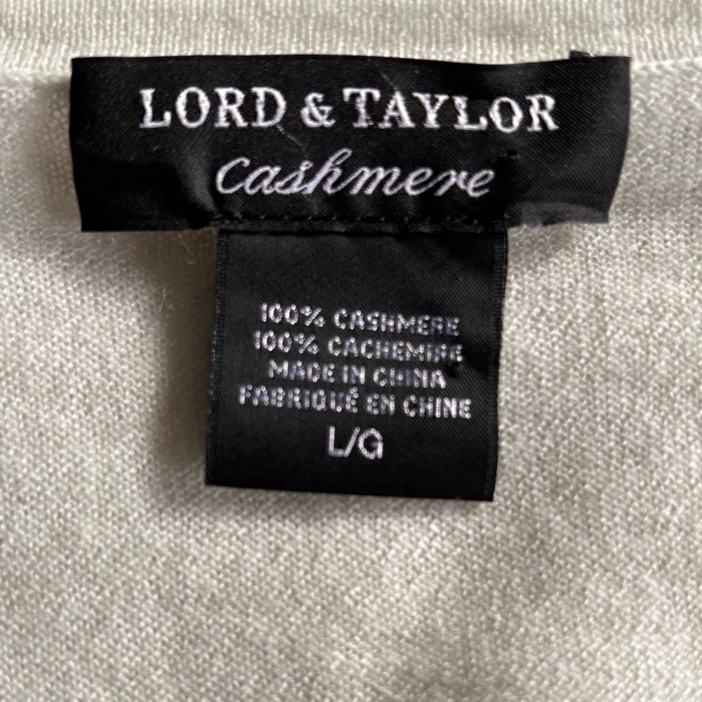 Lord & Taylor 100% Cashmere Cardigan Sweater Pale Green Large - Picture 4 of 6